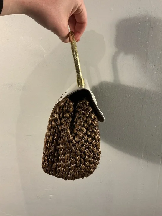 Woven Brown and Cream Top-Handle Women’s Bag - Picture 6 of 8